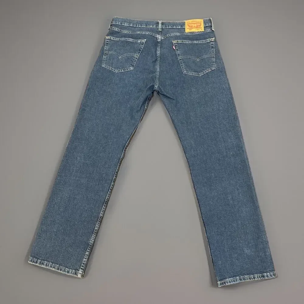Levi's 505 Regular Straight Jeans Mens 36x32 Black Dark Wash Denim